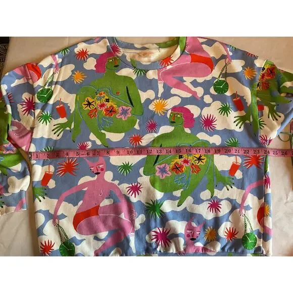 Gorman Graphic Pullover SZ 14 (L) -Whimsical, Cozy, Pattern, Abstract Loungewear - Picture 5 of 6